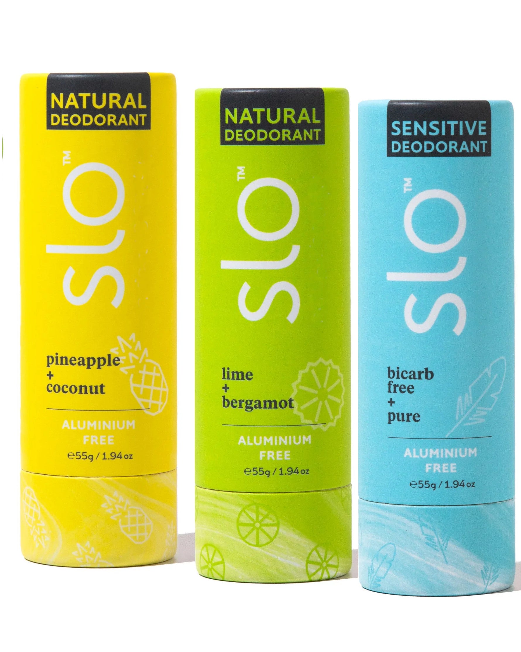 3 Pack Natural Deodorant Bundle Lime + Pineapple + Sensitive
