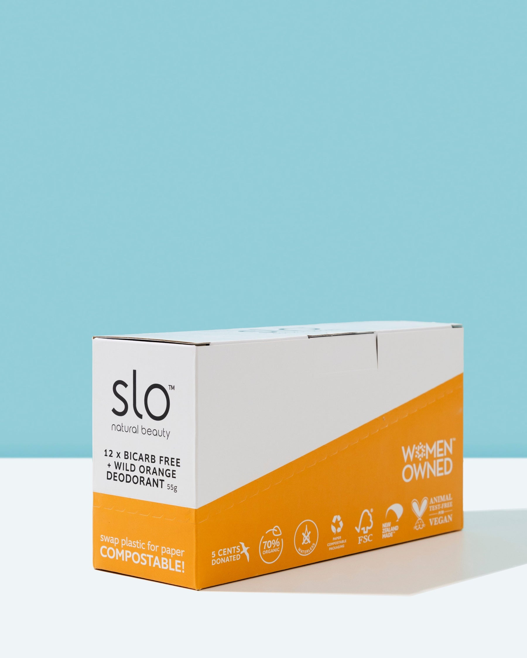 Wholesale Box Natural Deodorant - Wild Orange Bicarb Free