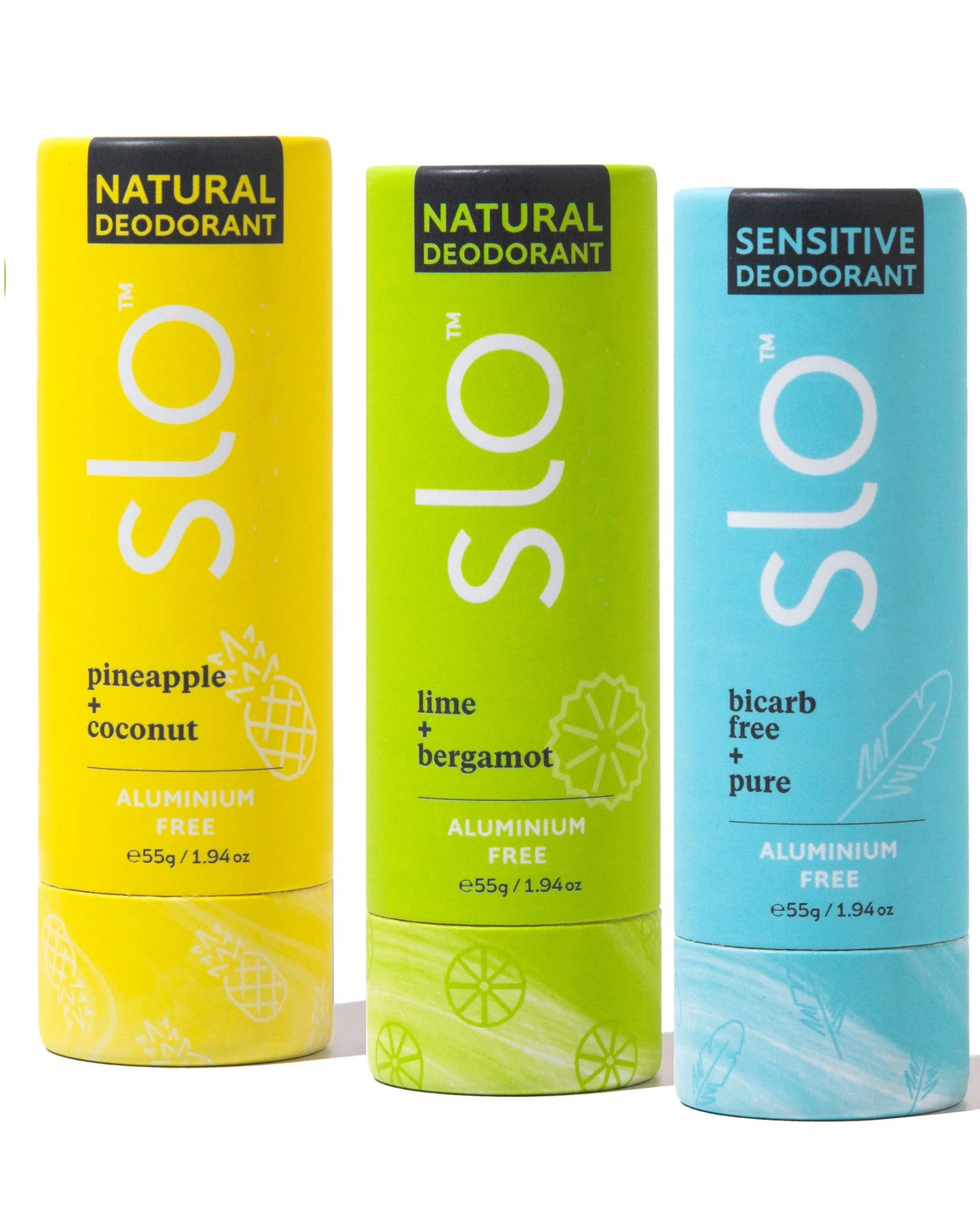3 Pack Natural Deodorant Bundle Lime + Pineapple + Sensitive